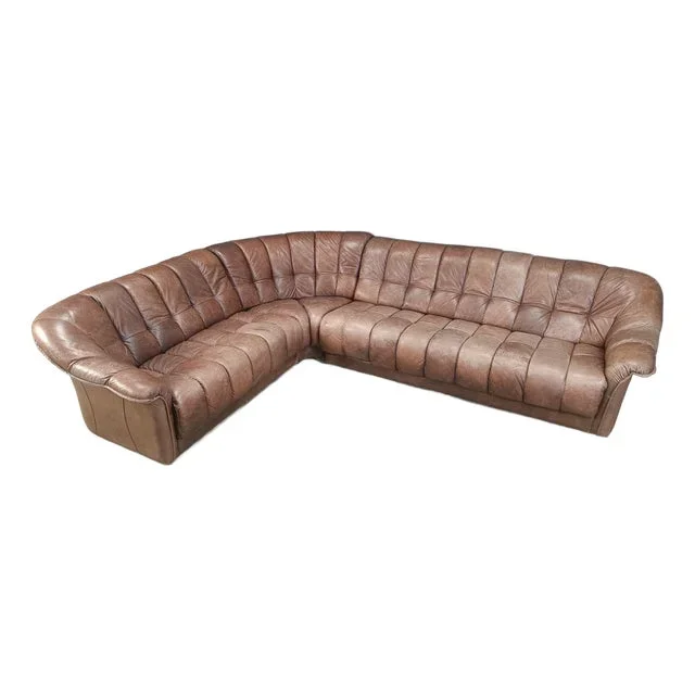 Vintage Leather Sofa, 1970s, Set of 3