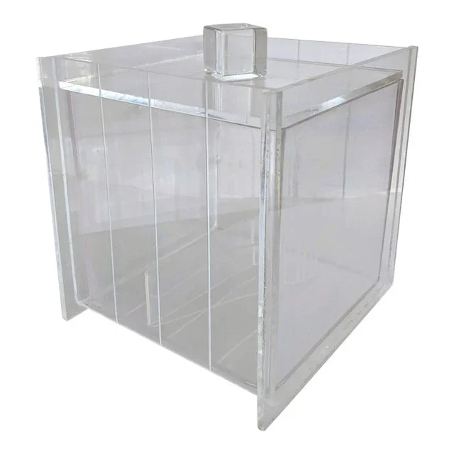 Vintage Lucite Ice Bucket With Insert and Lucite Tongs