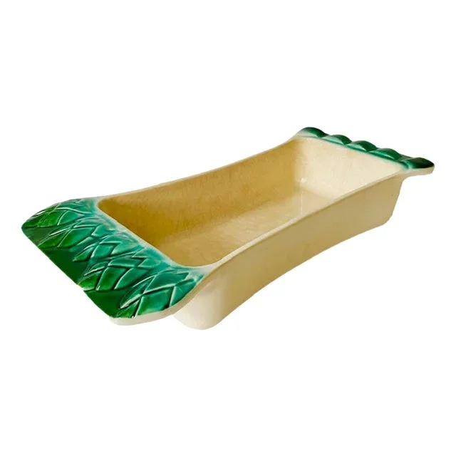 Vintage Majolica Asparagus Dish from Breton, 1950s