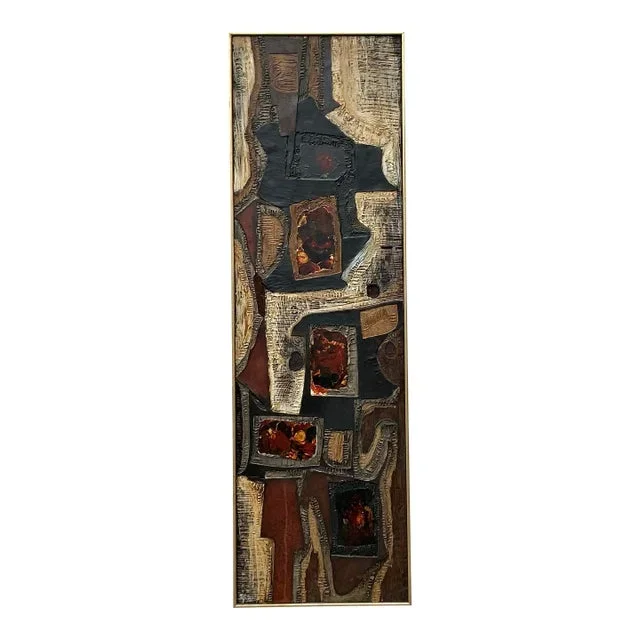 Vintage MCM Impasto Abstract Oil on Canvas