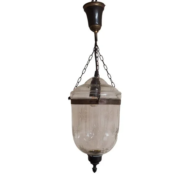 Vintage Metal and Cut Glass Ceiling Lamp, 1990s