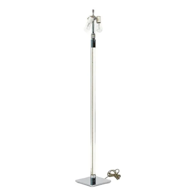 Vintage Mid Century Glass Column & Chrome Floor Lamp by Hansen, 1970s