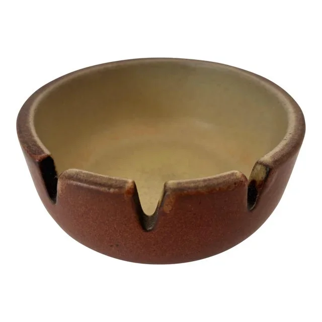 Vintage Mid-Century Modern Brown Ceramic Ashtray by Edith Heath