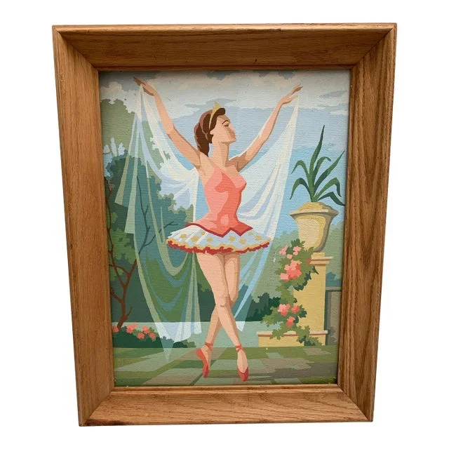 Vintage Midcentury Paint by Number Ballerina Painting