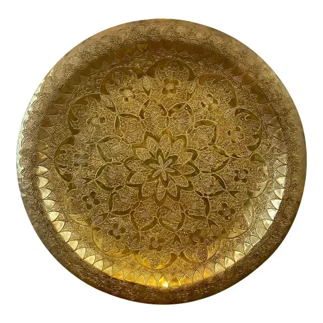 Vintage Middle Eastern Brass Tray Wall Hanging