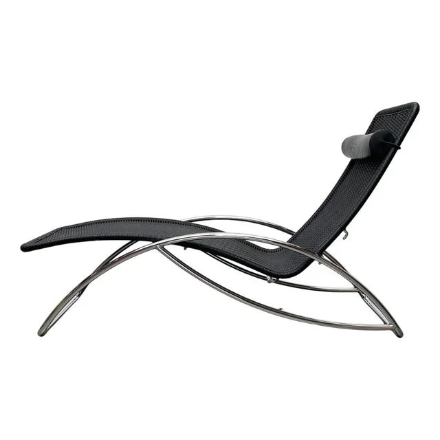 Vintage Model S 828 Chaise Longue Rocking Chair in Tubular Steel by Torben Skov for Thonet, 1980s