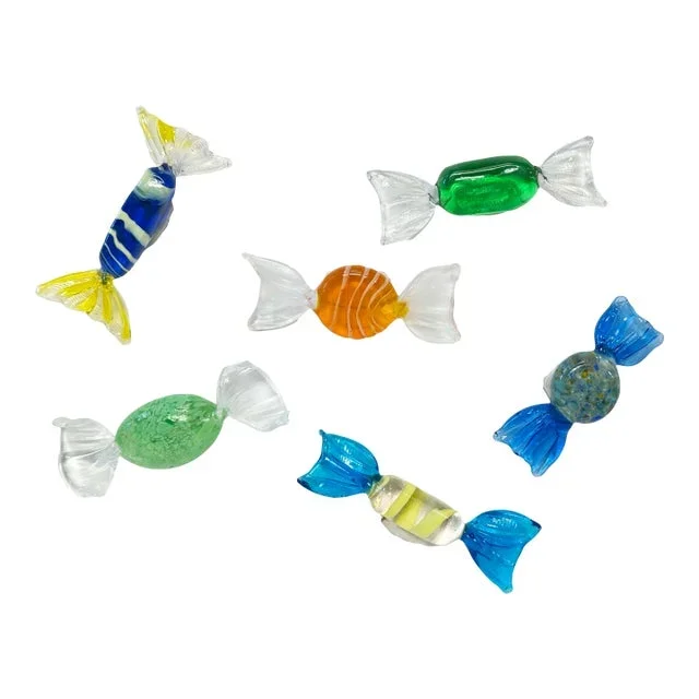 Vintage Murano Blown Glass Wrap Candies, Set of 6