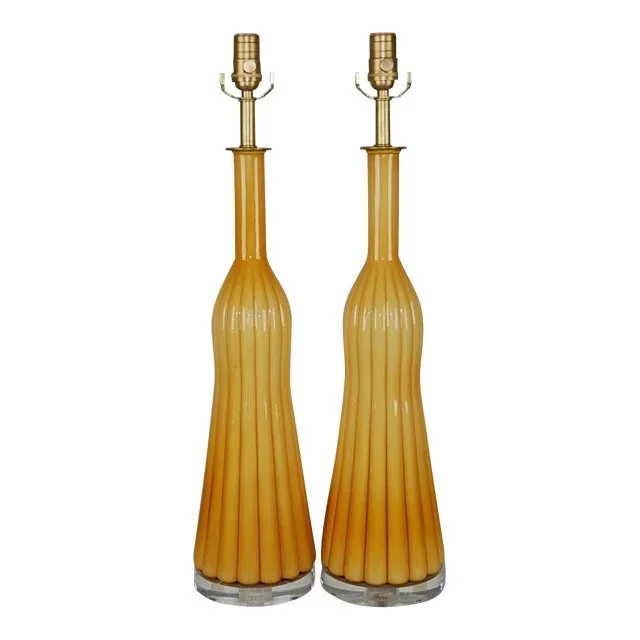 Vintage Murano Glass Lamps Butterscotch