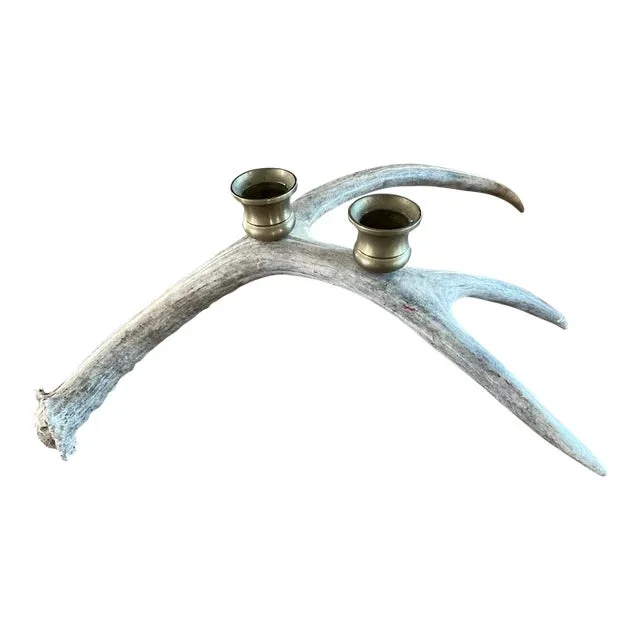 Vintage Natural Drop Deer Antler Candelabra