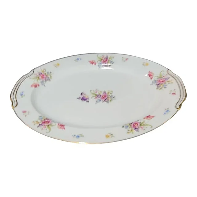 Vintage Noritake Japan Hand Painted Floral Gilded Large Serving Platter