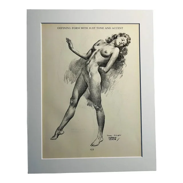 Vintage Nude Drawing Illustration Print