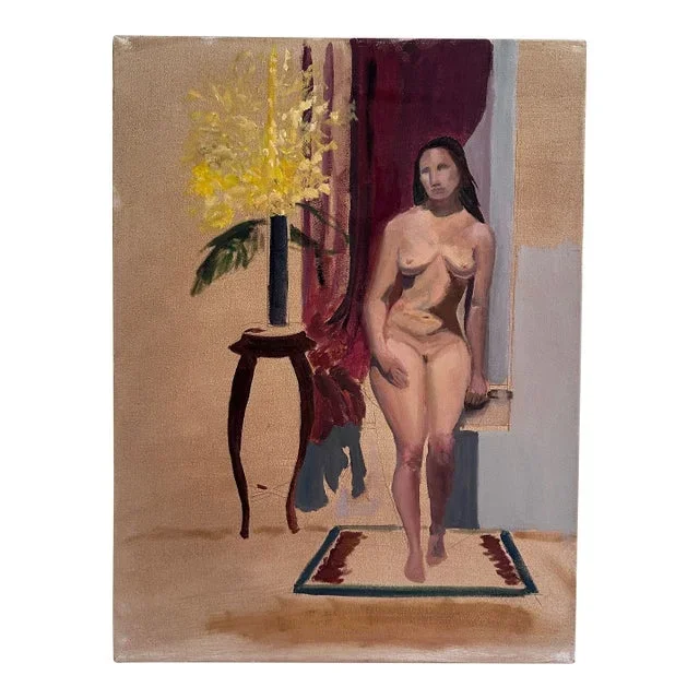 Vintage Nude Portrait Original Art Study