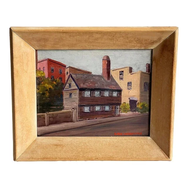 Vintage Oil Painting of Paul Revere House Boston by Giragos Der Garabedian Framed Architectural View