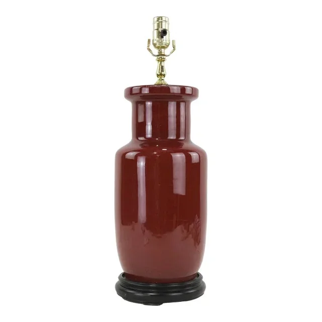 Vintage Oxblood Porcelain Vase Table Lamp