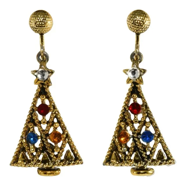 Vintage Pakula Dangling Christmas Tree Earrings – 2 Pieces