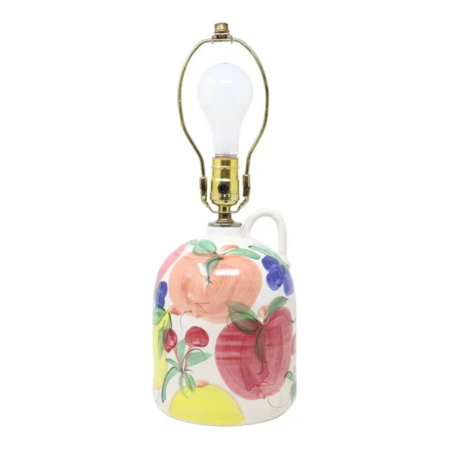 Vintage Patton Costa Mesa Pottery Lamp With Hand-Painted Fruit