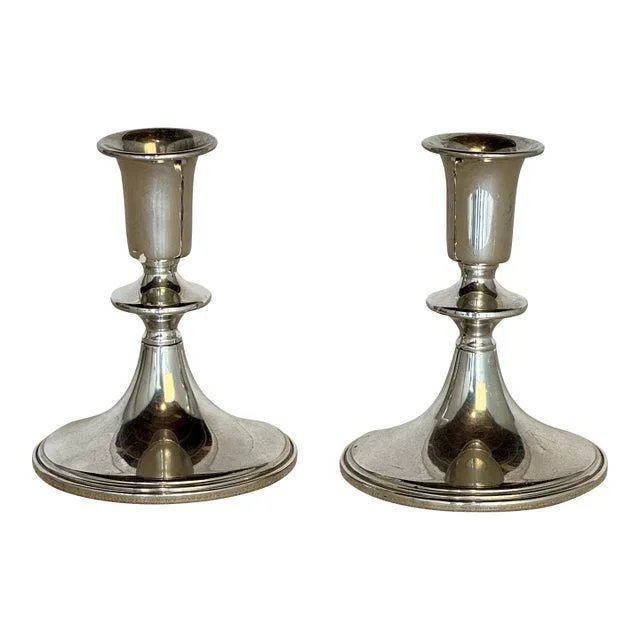 Vintage Pewter Candle Sticks, Pair