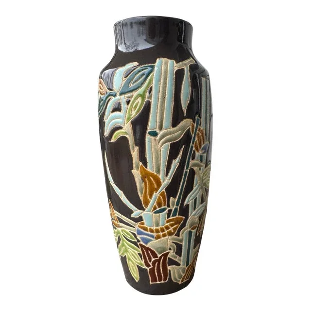 Vintage Pier I Asian Incised Bamboo Vase