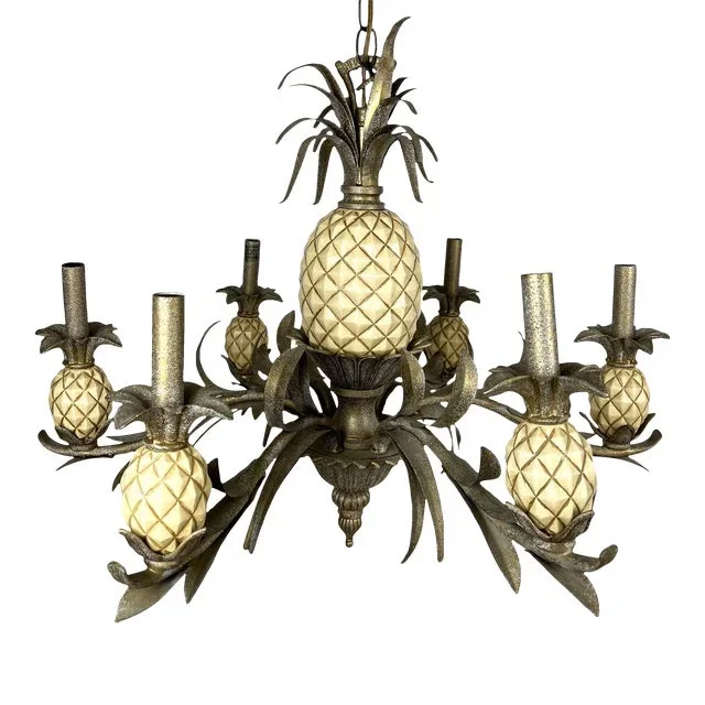 Vintage Pineapple Tole Chandelier