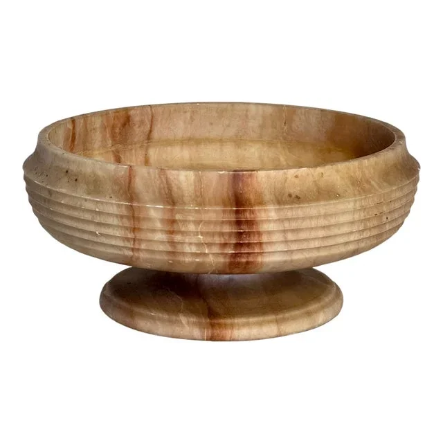 Vintage Pink Onyx Pedestal Bowl