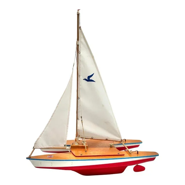 Vintage Pond Boat Model Ship Nautical Catamaran Sailboat Seifert Germany