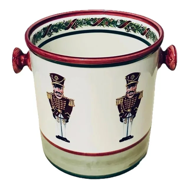 Vintage Portuguese Ceramic Ice Bucket With Nutcrackers by Christopher Radko