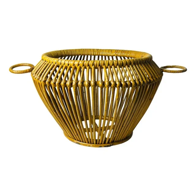 Vintage Rattan Basket, Italy, 1960s