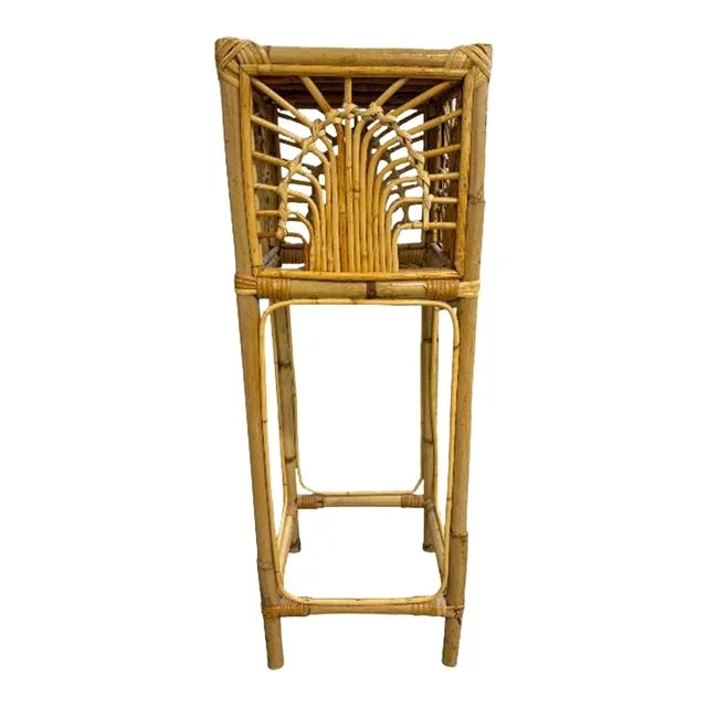 Vintage Rattan Pedestal Plant Stand