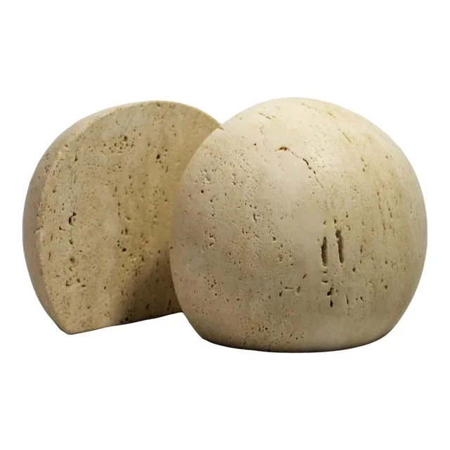 Vintage Raymor – Fratelli Mannelli Spherical Italian Travertine Bookends