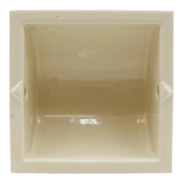Vintage Reclaimed Square Yellow Ceramic Flush Mount Soap Dish