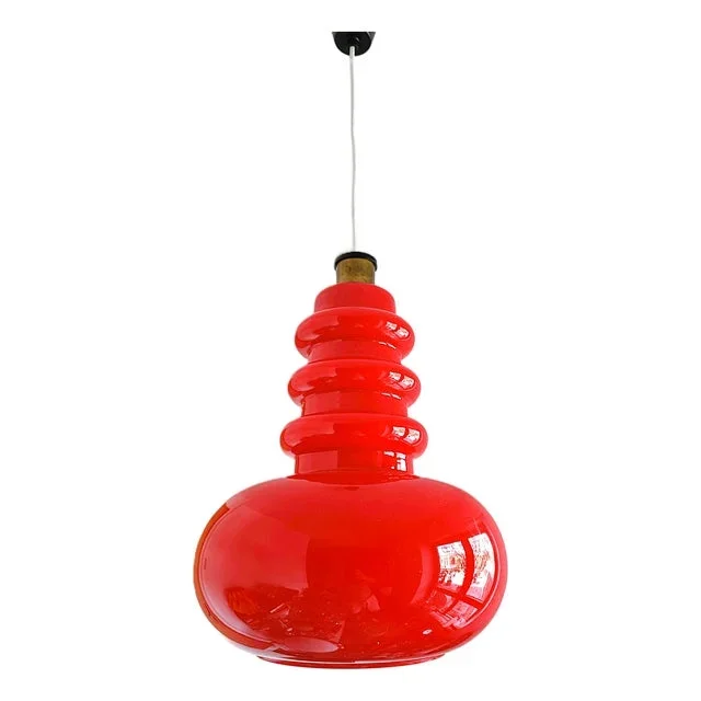 Vintage Red Glass Pendant Lamp from Peill & Putzler, 1970s