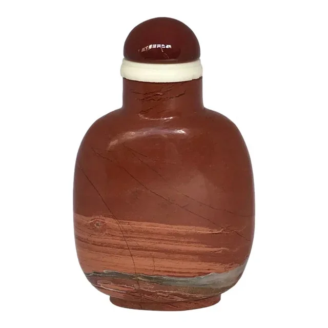 Vintage Red Jasper Snuff Bottle With Striations