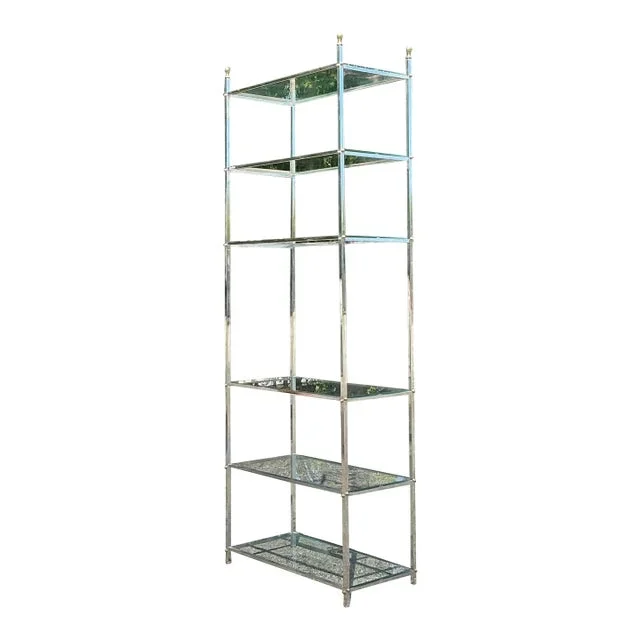 Vintage Regency Chrome and Brass Etagere After Maison Jansen