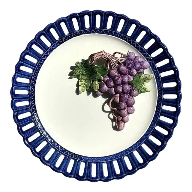 Vintage Regency Horchow Glazed Ceramic Grapes Plate