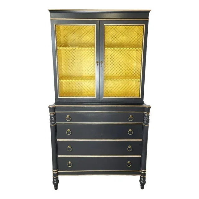 Vintage Regency Wire Mesh Cabinet Chest of Drawers