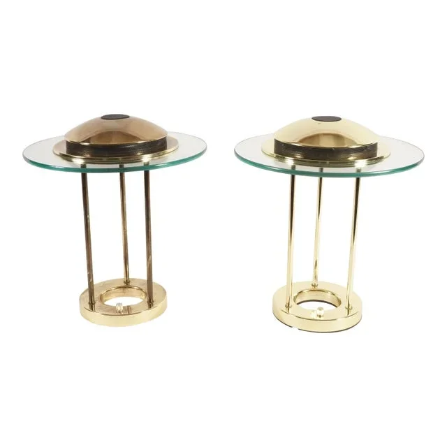 Vintage Robert Sonneman Saturn Saucer Lamps by George Kovacs a Pair