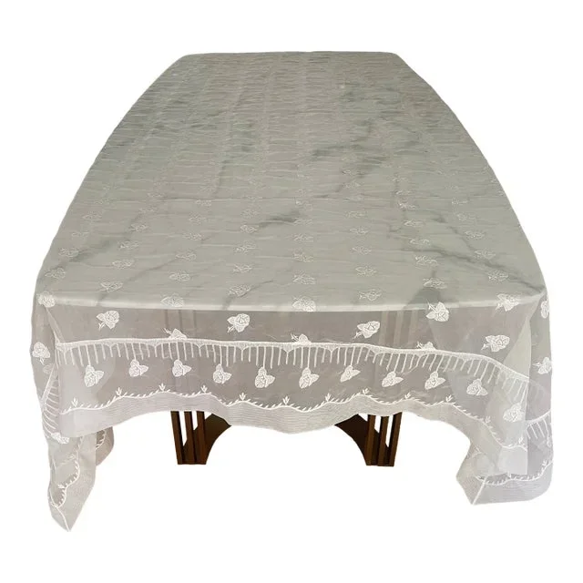 Vintage Rosebud Chiffon Tablecloth