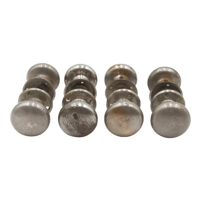 Vintage Round Nickel Brass Passage Door Knobs House Set – Set of 4