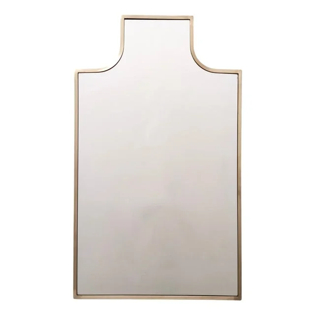 Vintage Shield-Shaped Wall Mirror with Brass Frame, 1950s