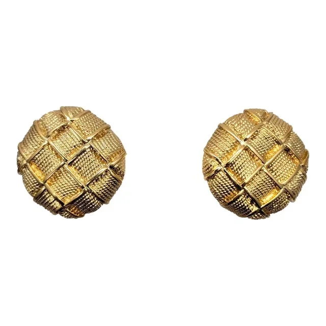 Vintage Signed Napier Goldtone Woven Pierced Earrings- 2 Pieces