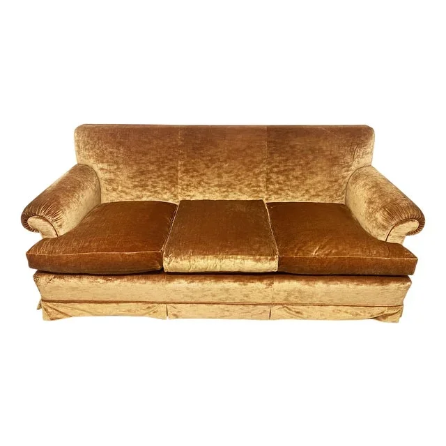 Vintage Silk Velvet Sofa, 1950s