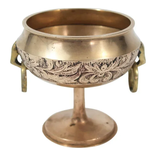 Vintage Solid Brass Decorative Ringed Bowl