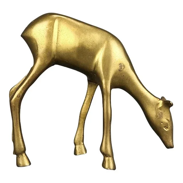 Vintage Solid Brass Doe Deer Statue