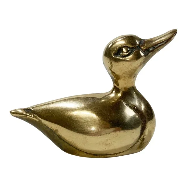 Vintage Solid Brass Mallard Duck Paper Weight