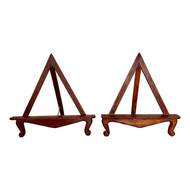 Vintage Solid-Wood Display Easels, Pair