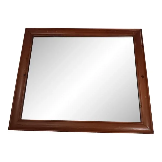 Vintage Solid Wood Frame Mirror With Natural Knotting Grain