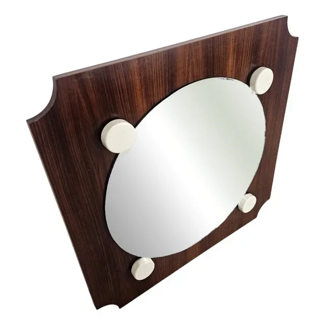 Vintage Square Teak Mirror, 1970s