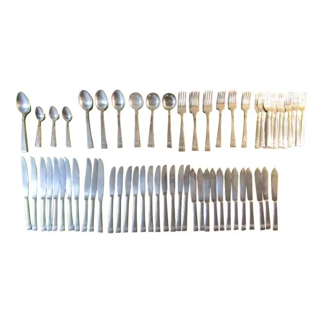Vintage Stainless Steel Flatware Set Xo Design 108 Piece 12 Place Setting