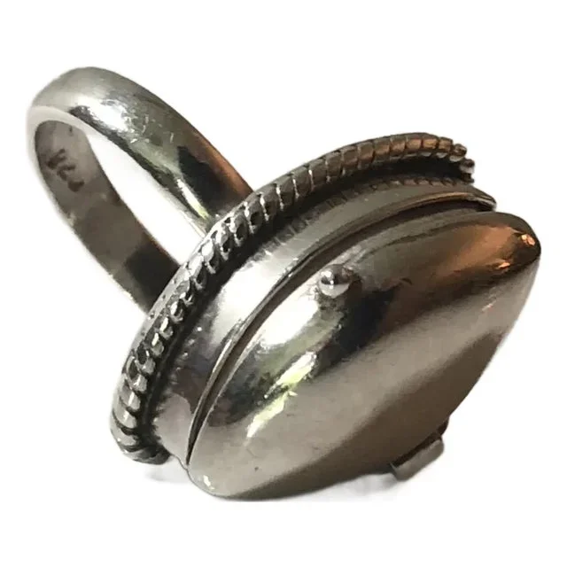 Vintage Sterling Silver Poison Ring, Size 7.5