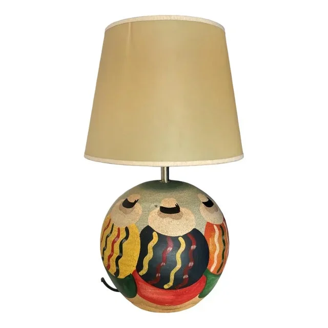 Vintage Table Lamp Representing Woman in Hat in the Sand, 1970s